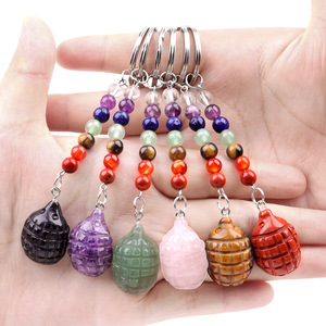 จี้คริสตัลควอตซ์ธรรมชาติรูปเม่น ลดราคาพิเศษ สำหรับบำบัด 7 จักระ พร้อมสายคล้องแบบพวงกุญแจ ดีไซน์งานฝีมือ ของตกแต่งงานปาร์ตี้ ของขวัญ - Product Image 3