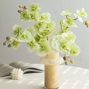 Phalaenopsis Orchid Artificial <b>Flowers</b> 5-Headed Silk High Simulation Home Wedding Decor <b>Light</b> Pink White Green - Product Image 2