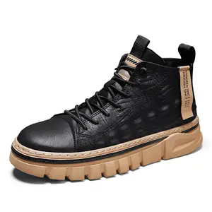 Autumn and winter high top board shoes for men's outdoor fashion thick soled shoes casual trend sports shoes sneakers for men