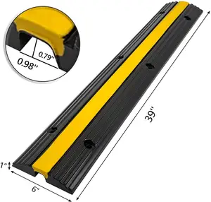 1 Channel Cable Protector Rubber Speed Bumps Ramp Protective Cover for Driveway Hose Cable