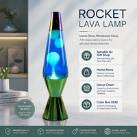Lampe à lave LED contemporaine de taille moyenne, alimentée par USB, à brancher, design fusée, lumière décorative de nuit, CRI 90 élevé, lumières colorées pour la maison