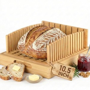 Trancheuse à pain en bois massif Xingruida 10,5 pouces réglable avec plateau à miettes pour utilisation sur table - Product Image 1