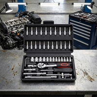 Jeu de clés à cliquet et douilles de 46 pièces, entraînement 1/4 pouce, flexible, kit d'outils de réparation automobile