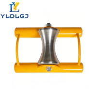 Galet de câble en aluminium, cadre jaune, réglable, avec molette usinée, robuste, pour tirage de câbles et applications d'infrastructure