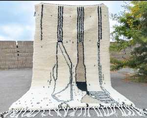 Tapis Beni Ourain Rectangle Moderne 5x8 Blanc Laine Berbère Marocaine Scandi Boho Style Vintage pour la Maison Tapis Tissé Personnalisable - Product Image 3