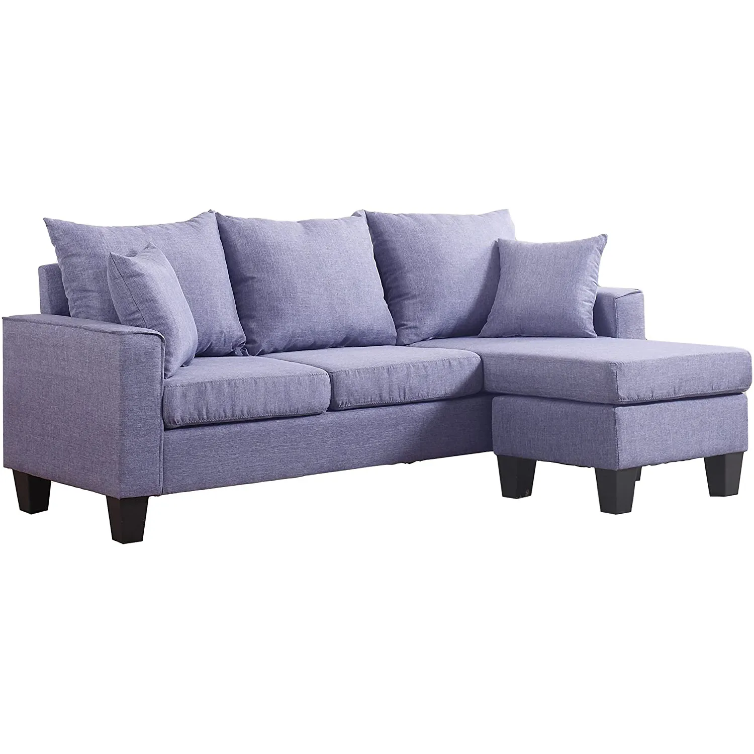 Elegant Paars Fluwelen Sofa, Comfortabele Armsteun L Vorm Sofa, Goedkope Hoge Kwaliteit Hoekbank