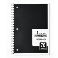 Carnet spirale personnalisé 1 matière, couverture en tissu PP, 70 feuilles lignées perforées détachables, perforation 3 trous, pour usage professionnel et scolaire