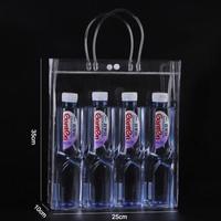 Sac fourre-tout transparent en PVC avec poignée supérieure, logo personnalisé imprimé, vente en gros, sac à main tendance en PVC transparent, sac de shopping réutilisable, sac cadeau