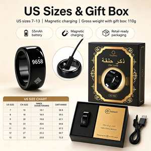 Custom OEM IP67 Waterproof Wearable Intelligent Tasbih Tally Praise Counter <b>Gift</b> Ring for Islamic Ramadan <b>Eid</b> Zikr Ring - Product Image 5