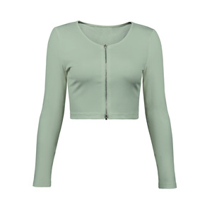 Nouvelle Collection Printemps 2023 – Cardigan Court Tricoté <span class=keywords><strong>Sexy</strong></span> et Ajusté à Fermeture Éclair pour Femme, Style Rétro Européen et Américain, Manches Longues - Product Image 6