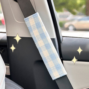 Coussin de ceinture de sécurité de voiture à motif écossais, confortable et anti-pression, pour ceintures de sécurité automobiles - Product Image 4