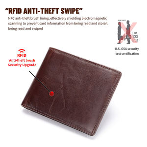 Portefeuille court à deux volets étanche à fermeture ouverte RFID de style vintage pour hommes Porte-cartes en cuir véritable avec 12 fentes pour cartes et 2 fenêtres d'identification - Product Image 5
