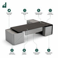 Bureau de direction moderne de luxe bicolore JQXY en placage de bois laqué avec rangement étendu pour PDG, Président, Bureau d'entreprise