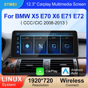STWEI 12.3inch For X5 E70 X6 E71 CIC Linux Car Multimedia <b>Players</b> Head Unit Wireless CarPlay Android Bluetooth GPS Navigation - Product Image 2