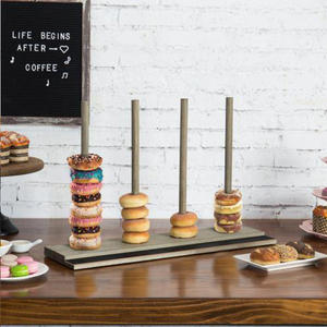 ขาตั้ง<span class=keywords><strong>โดนัท</strong></span>ทำจากไม้สีเทาแบบชนบทพร้อมแผงกระดานดำ - Product Image 5