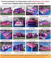 Parcours d'obstacles gonflable géant en promotion : Défi Ninja gonflable 5k avec jeux extrêmes pour adultes