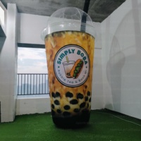 Gobelet géant gonflable personnalisé pour bubble tea / Tasse à café gonflable avec lumière LED pour événement promotionnel / Salon du thé / Centre commercial