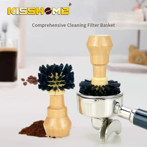 Cepillo profesional de venta al por mayor para limpieza de cabezales de cafeteras espresso, con mango de madera pequeño para polvo - Product Image 6