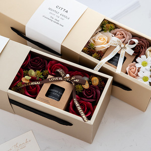 Caja de regalo portátil para el Día de San Valentín, jabón creativo de flores para Navidad, regalo de boda, regalo de cumpleaños, caja de embalaje dorada - Product Image 1