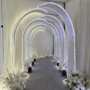 LED New Product Wedding Cloth Cover LED Events Arch <b>Stand</b> <b>Backdrop</b> White Metal <b>Backdrop</b> for Wedding Decoration - Product Image 1