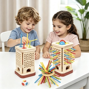 Jeu <span class=keywords><strong>de</strong></span> <span class=keywords><strong>société</strong></span> éducatif interactif parent-enfant 3-en-1 en bois pour enfants, avec jeu <span class=keywords><strong>de</strong></span> tirage <span class=keywords><strong>de</strong></span> bâtonnets et jeu <span class=keywords><strong>de</strong></span> dés pour la reconnaissance des couleurs - Grande Vente - Product Image 1