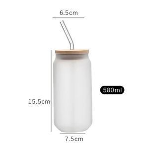 Hình Tumbler Thăng Hoa Kính Chai Thủy Tinh Rõ Ràng Bia Có Thể Thủy Tinh Có Thể Với Tre Cốc Thủy Tinh Cổ Điển Nắp <span class=keywords><strong>Frost</strong></span> 12Oz 16Oz 20Oz - Product Image 6