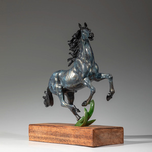 Figurine de cheval en laiton, cuivre et or, artisanale, artistique, pour décoration de bureau, cadeau d'affaires - Product Image 2