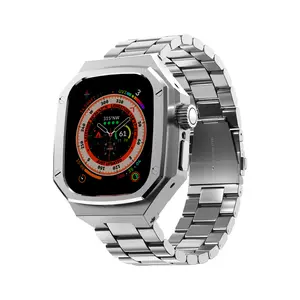 Новейший комплект часов из нержавеющей стали ultra 2, Роскошный чехол для часов 49 мм серии 9 со стеклянной защитой для apple watch