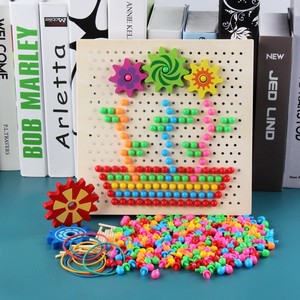 Rompecabezas de Madera con Clavijas, <span class=keywords><strong>Juego</strong></span> de Mosaico con 250 Piezas de Clavijas de Colores en Forma de Hongo, Rompecabezas 3D de Píxeles de Colores, <span class=keywords><strong>Juego</strong></span> de Mesa Educativo para Niños - Product Image 2