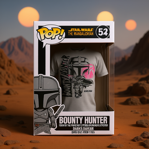T-shirt Funko Star Wars The Mandalorian Bounty Hunter, confezionata, a maniche corte, vestibilità regolare, unisex, in jersey di cotone, casual, con personaggio - Product Image 2