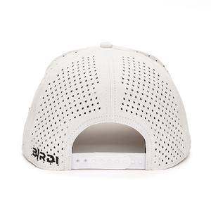 Casquettes de baseball blanches personnalisées à 5 panneaux avec logo en caoutchouc incurvé Performance Snapback - Product Image 3