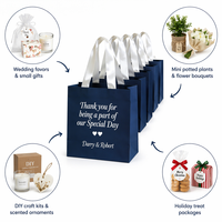 Sacs cadeaux en papier personnalisés FB29 avec poignées en satin, sacs de faveur personnalisés pour la fête nuptiale et les fiançailles