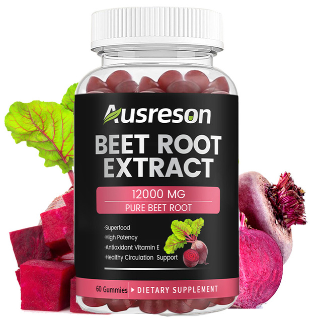 Ausreson Organic Beet Root Extract 500mg Adult Gummy Supplement Natural Beetroot Gummies for Heart