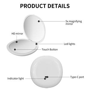 Specchietto Compatto Tascabile All'ingrosso <span class=keywords><strong>Con</strong></span> Luce LED, Logo Personalizzato, Ricaricabile, <span class=keywords><strong>Portatile</strong></span>, Da Mano, Da Viaggio, Pieghevole, Mini Da <span class=keywords><strong>Trucco</strong></span> - Product Image 6