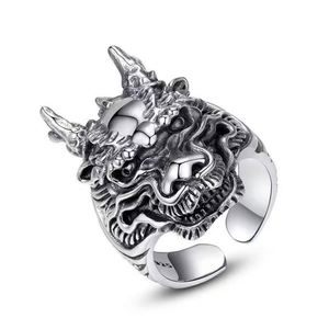 Punk Male Open <b>Adjustable</b> <b>Ring</b> Retro Chinese Style Dragon Head <b>Ring</b> for Men Accessories Hip Hop Jewelry Viking Jewelry Band - Product Image 5