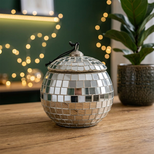 High Quality Silver <b>Glass</b> Retro Mirror <b>Christmas</b> <b>Ornament</b> Hanging Tree Bauble Disco Ball Decoration for Party Wedding Home Decor - Product Image 3