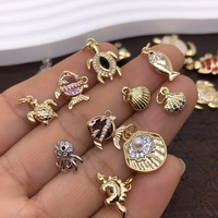 Pendentif en cuivre micro-incrusté 18 carats, série animaux marins (tortue, hippocampe, coquillage), pour collier et bracelet DIY, accessoire