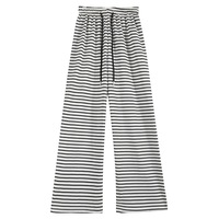 Pantalon droit taille haute uni et doux avec cordon élastique, coupe ample confortable, idéal pour l'été et le quotidien, disponible en 2 couleurs