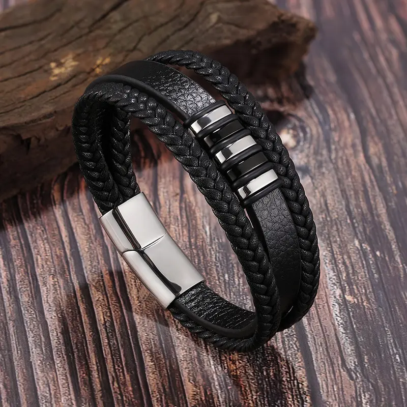 MECYLIFE Yiwu Wholesale Leather Bracelets Fashion Jewelry Men Genuine Leather Bracelet For MEN