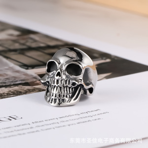 แหวนหัวกะโหลกพังก์สำหรับผู้ชาย ไทเทเนียมสตีล ดีไซน์โครงกระดูกแบบโอเวอร์ไซส์ สไตล์ร็อค ของขวัญเครื่องประดับ SA88 D - Product Image 3