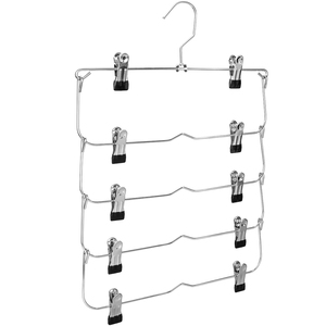 LINDON Space-Saving 5 Tier Foldable Metal <strong>Hanger</strong> with Clips <strong>Multi</strong>-Layer Closet Storage for Pants, Skirts, Jeans, Towels - Product Image 1