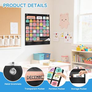 Boho Calendar Pocket Chart 20x24 Inch Educational Cards Time Management Preschool - Product Image 4