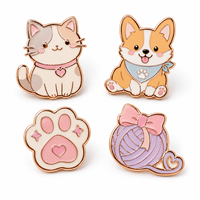 Badge personnalisé en métal or rose pour animaux de compagnie, épinglette en émail souple, souvenir personnalisé pour cadeau d'anniversaire d'enfants, lot en gros