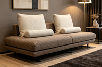 Canapé de loisirs en tissu double couche de luxe, coussins de dossier amovibles, canapé 2 places minimaliste italien pour grand appartement