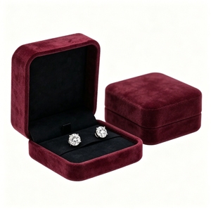 Luxury Microfiber <b>Earring</b> Stud Hinged <b>Box</b> Custom Logo Branded Jewelry Packaging Case Small <b>Gift</b> <b>Box</b> Bulk Manufacturer Direct - Product Image 1