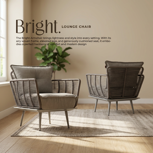 Fauteuil de jardin tressé en corde pour l'extérieur, fauteuil rembourré moderne pour patio, idéal pour hôtel, villa, cour. - Product Image 2