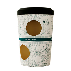 Cat Villa Coffee Cup 2 <b>Levels</b> Floral Pattern Wear-Resistant Corrugated Paper Cat Scratcher Bed Hiding Place - Product Image 5