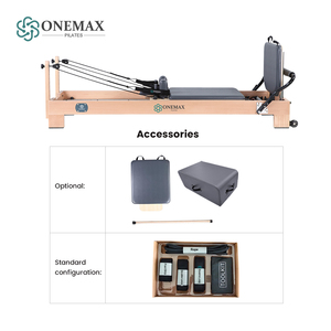 Reformer de Pilates ONEMAX de Madera de Arce Sólido, Carga Máxima de 200 kg, <span class=keywords><strong>Base</strong></span> Antideslizante de Alta Fricción, Silencioso, con Accesorios Completos, Cama de Pilates de Madera - Product Image 2