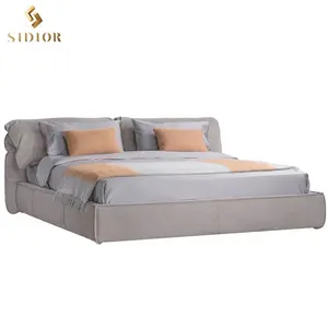 Nordic Simple Double Bed Luxury Imported Abrasive Skin Bed Bedroom Furniture Sets