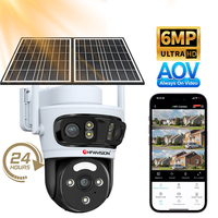 Caméra de sécurité solaire PTZ Ultra HD AOV 4G avec enregistrement 24h/24, panneau solaire, réveil à distance mobile, surveillance extérieure pour ferme, 6MP